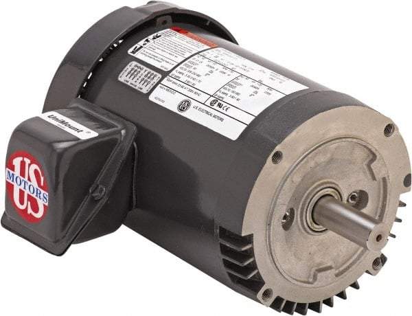 US Motors - 7-1/2 hp, TEFC Enclosure, No Thermal Protection, 3,525 RPM, 208-230/460 Volt, 60 Hz, Three Phase Premium Efficient Motor - Size 213 Frame, C-Face Mount, 1 Speed, Double Shielded Ball Bearings, 19.9-17.9/9.0 Full Load Amps, F Class Insulation - Makers Industrial Supply