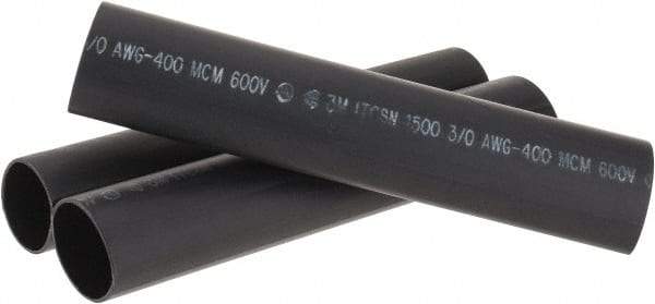 3M - 9" Long, 4:1, Polyolefin Heat Shrink Electrical Tubing - Black - Makers Industrial Supply