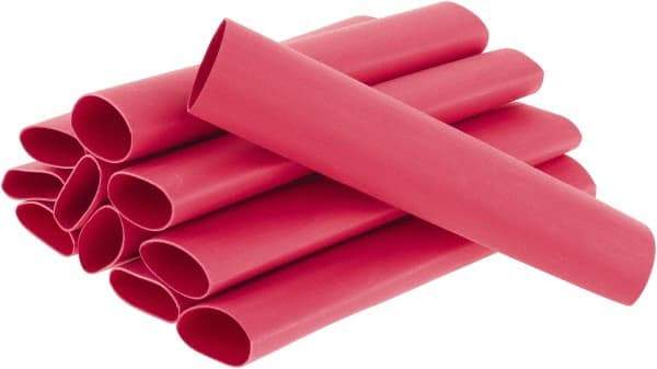 3M - 6" Long, 3:1, Polyolefin Heat Shrink Electrical Tubing - Red - Makers Industrial Supply