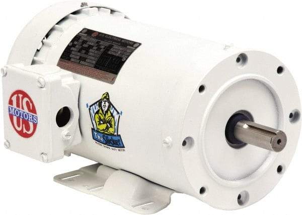 US Motors - 3 hp, TEFC Enclosure, No Thermal Protection, 3,490 RPM, 208-230/460 Volt, 60 Hz, Three Phase Premium Efficient Motor - Size 145 Frame, C-Face with Base Mount, 1 Speed, Double Sealed Ball Bearings, 8.1-7.2/3.6 Full Load Amps, F Class Insulation - Makers Industrial Supply