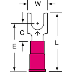 3M - #10 Stud, 22 to 18 AWG Compatible, Partially Insulated, Crimp Connection, Standard Fork Terminal - Makers Industrial Supply