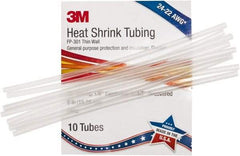 3M - 6" Long, 2:1, Polyolefin Heat Shrink Electrical Tubing - Clear - Makers Industrial Supply