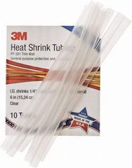 3M - 6" Long, 2:1, Polyolefin Heat Shrink Electrical Tubing - Clear - Makers Industrial Supply