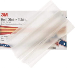 3M - 6" Long, 2:1, Polyolefin Heat Shrink Electrical Tubing - Clear - Makers Industrial Supply