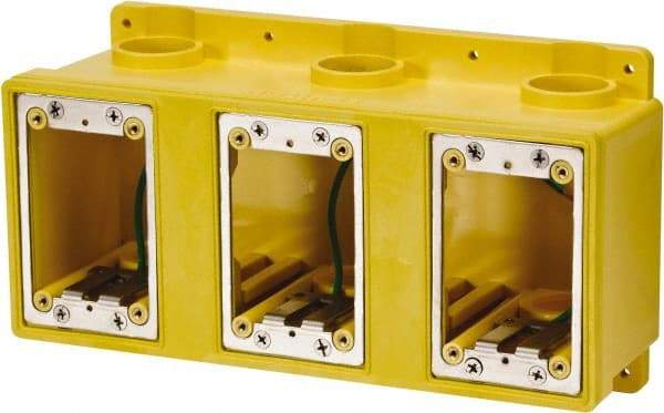 Leviton - 3 Gang, (6) 1" Knockouts, PVC Rectangle Outlet Box - 276.2mm Overall Height x 3-1/2" Overall Depth - Makers Industrial Supply