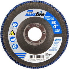 ‎4-1/2 × 7/8″ BlueFire Fiberglass HD Flat Flap Disc Type 27 P60 Grit R884P1 Zirconia Alumina - Makers Industrial Supply