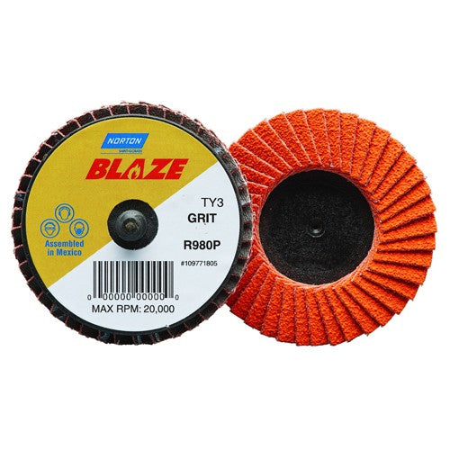 2″ Blaze Plastic Flat Mini Flap Disc TR (Type III) Type 27 36 Grit R980P Premium Ceramic Alumina - Makers Industrial Supply