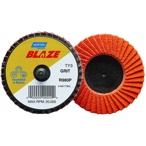 2″ Blaze Plastic Flat Mini Flap Disc TR (Type III) Type 27 40 Grit R980P Premium Ceramic Alumina - Makers Industrial Supply