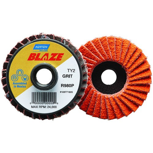 2″ Blaze Plastic Flat Mini Flap Disc TS (Type II) Type 27 60 Grit R980P Premium Ceramic Alumina - Makers Industrial Supply