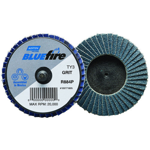 2″ BlueFire Plastic Flat Mini Flap Disc TR (Type III) Type 27 P120 Grit R884P2 Zirconia Alumina - Makers Industrial Supply