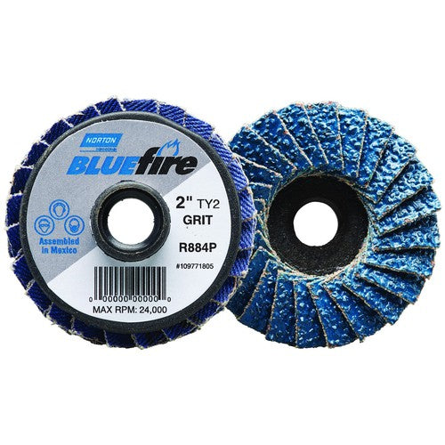 2″ BlueFire Plastic Flat Mini Flap Disc TS (Type II) Type 27 P40 Grit R884P1 Zirconia Alumina - Makers Industrial Supply