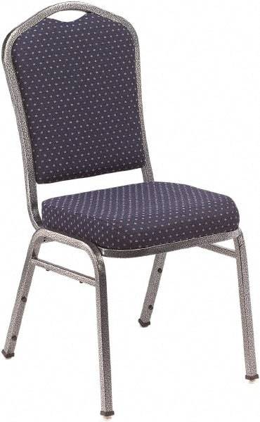 NPS - Fabric Navy Blue Stacking Chair - Silver Frame, 17" Wide x 23" Deep x 36" High - Makers Industrial Supply