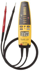 Fluke - 10.2 VAC/VDC to 600 VAC/VDC, Voltage Tester - LCD and LED Display, +/-2% Basic DC Accuracy, AAA Power Supply - Makers Industrial Supply