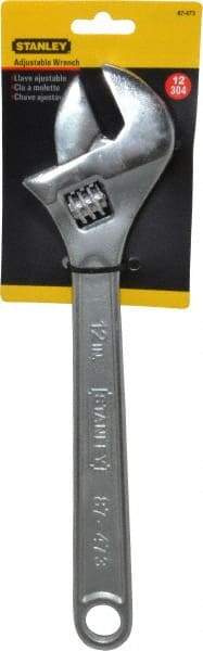 Stanley - 1-1/2" Jaw Capacity, 12" Standard Adjustable Wrench - Chrome Vanadium Steel, Chrome Finish, 12-1/4" OAL - Makers Industrial Supply