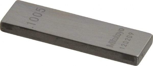 Mitutoyo - 0.1005" Rectangular Steel Gage Block - Accuracy Grade AS-1, Includes Certificate of Inspection - Makers Industrial Supply