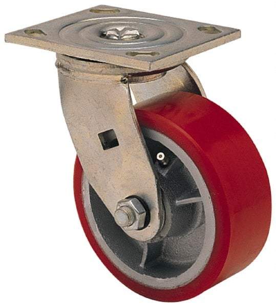 Albion - 6" Diam x 2" Wide x 7-1/4" OAH Top Plate Mount Swivel Caster - Phenolic, 900 Lb Capacity, Roller Bearing, 3-7/8 x 4-1/2" Plate - Makers Industrial Supply