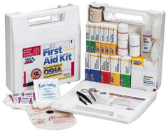 First Aid Only - 62 Piece, 10 Person, Full First Aid Kit - 9" Wide x 2-1/2" Deep x 8-3/8" High, Plastic Case - Makers Industrial Supply