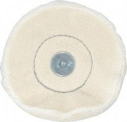 Made in USA - 4" Diam x 1/2" Thick, Loose Sewn Mounted Buffing Wheel - 40 Ply, 1/4" Shank Diam - Makers Industrial Supply