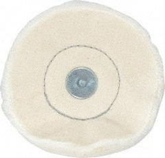 Made in USA - 4" Diam x 1/2" Thick, Loose Sewn Mounted Buffing Wheel - 40 Ply, 1/4" Shank Diam - Makers Industrial Supply