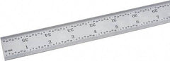 Fowler - 36" Long, 1/64, 1/32, 1/16, 1/8" Graduation, Rigid Steel Rule - 4R Graduation Style, Silver - Makers Industrial Supply