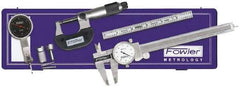 Fowler - 7 Piece, Machinist Caliper and Micrometer Tool Kit - Includes Indicator - Makers Industrial Supply