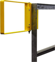 PRO-SAFE - Powder Coated Carbon Steel Self Closing Rail Safety Gate - Fits 25 to 27-1/2" Clear Opening, 1-1/2" Wide x 12" Door Height, Yellow - Makers Industrial Supply