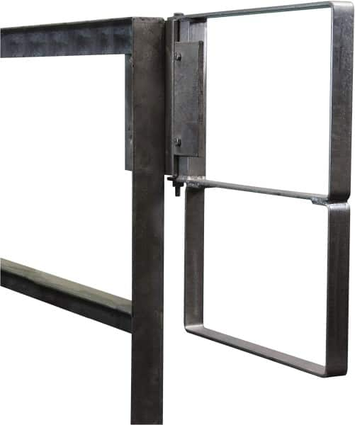 PRO-SAFE - Carbon Steel Self Closing Rail Safety Gate - Fits 25 to 27-1/2" Clear Opening, 1-1/2" Wide x 22" Door Height, Gray - Makers Industrial Supply