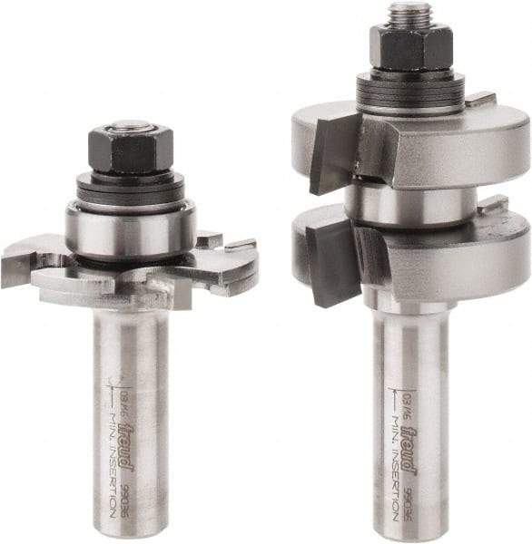 Freud - 1/4" Cut Diam, 1.3438" Length of Cut, 0 Flute Tongue & Groove Edge Profile Router Bit - Carbide-Tipped, 1/2" Shank Diam, 3-1/4" OAL, Proprietary Coating - Makers Industrial Supply