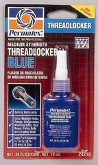 Permatex - 10 mL Bottle, Blue, Medium Strength Liquid Threadlocker - Series 242, 24 hr Full Cure Time, Hand Tool Removal - Makers Industrial Supply