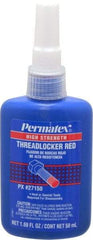 Permatex - 50 mL Bottle, Red, High Strength Liquid Threadlocker - Series 271, 24 hr Full Cure Time, Hand Tool, Heat Removal - Makers Industrial Supply