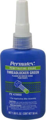 Permatex - 50 mL Bottle, Green, Liquid Medium Strength Threadlocker - Series 290, 24 hr Full Cure Time, Hand Tool, Heat Removal - Makers Industrial Supply