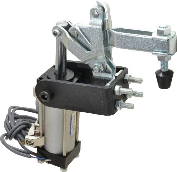 Gibraltar - 375 Lb Inner Hold Capacity, Horiz Mount, Air Power Hold-Down Toggle Clamp - 1/8 NPT Port, 95° Bar Opening, 2.76" Height Under Bar - Makers Industrial Supply