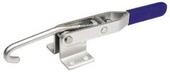 Gibraltar - 1,000 Lb Capacity, Horizontal, J Hook, Flanged Base, Carbon Steel Pull Action Latch Clamp - 6.13" Drawing Movement, 13.45" OAL, Straight Handle - Makers Industrial Supply