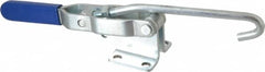 Gibraltar - 750 Lb Capacity, Horizontal, J Hook, Flanged Base, Carbon Steel Pull Action Latch Clamp - 5.38" Drawing Movement, 12" OAL, Straight Handle - Makers Industrial Supply