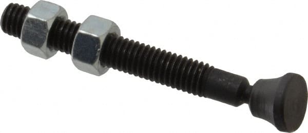 Gibraltar - 3/8-16 Carbon Steel Swivel Foot Tip Clamp Spindle Assembly - 2.44" Thread Length, 3.38" OAL, Flat Tip Cap, Use with Toggle Clamps - Makers Industrial Supply