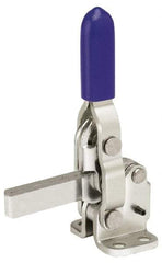 Gibraltar - 250 Lb Holding Capacity, Vertical Handle, Manual Hold Down Toggle Clamp - 65° Handle Movement, 105° Bar Opening, Solid Bar, Flanged Base, Electro-Plated Zinc, Stainless Steel - Makers Industrial Supply