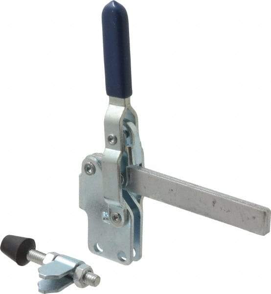 Gibraltar - 450 Lb Holding Capacity, Vertical Handle, Manual Hold Down Toggle Clamp - 57° Handle Movement, 99° Bar Opening, Solid Bar, Straight Base, Electro-Plated Zinc, Carbon Steel - Makers Industrial Supply