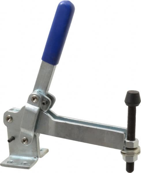 Gibraltar - 1,000 Lb Holding Capacity, Vertical Handle, Manual Hold Down Toggle Clamp - 180° Handle Movement, 115° Bar Opening, U-Bar, Flanged Base, Electro-Plated Zinc, Carbon Steel - Makers Industrial Supply