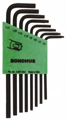 Bondhus - 8 Piece T6 to T25 L-Key Long Arm Torx Key Set - Makers Industrial Supply