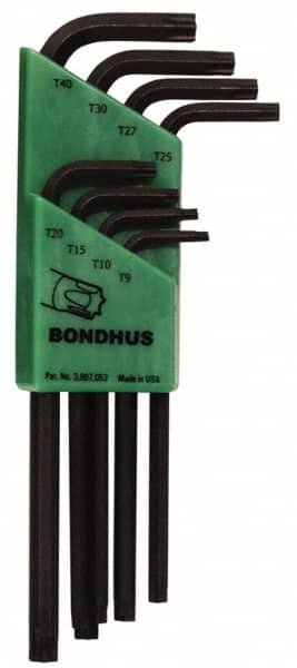 Bondhus - 8 Piece T9 to T40 L-Key Long Arm Torx Key Set - Makers Industrial Supply