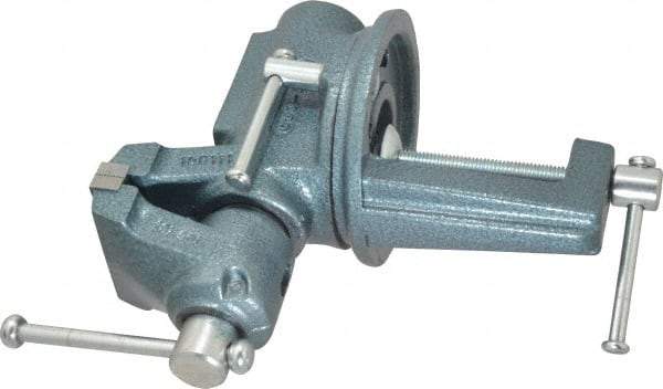 Wilton - 2-1/2" Jaw Width, 2-1/8" Opening Capacity, 1-3/4" Throat Depth, Steel Swivel Bench Vise - Clamp-On Base Attachment, 10.1" Long x 10.2" Wide x 5-2/5" High - Makers Industrial Supply