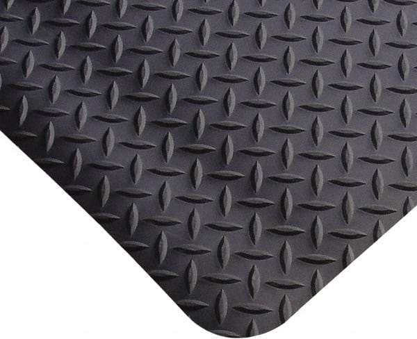 PRO-SAFE - 3' Long x 4' Wide, Dry Environment, Anti-Fatigue Matting - Black, Vinyl with Vinyl Sponge Base, Beveled on 4 Sides - Makers Industrial Supply