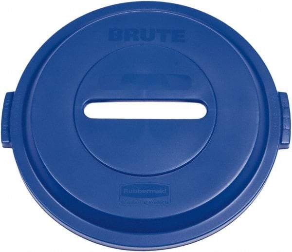 Rubbermaid - Round Lid for Use with 32 Gal Round Recycle Containers - Blue, Plastic, For 2632 Brute Trash Cans - Makers Industrial Supply