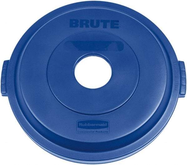 Rubbermaid - Round Lid for Use with 32 Gal Round Recycle Containers - Blue, Plastic, For 2632 Brute Trash Cans - Makers Industrial Supply