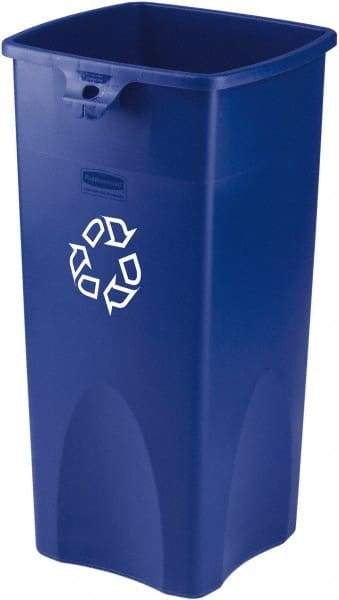 Rubbermaid - 23 Gal Blue Square Recycling Container - Plastic, 30" High x 16-1/2" Long x 15-1/2" Wide - Makers Industrial Supply