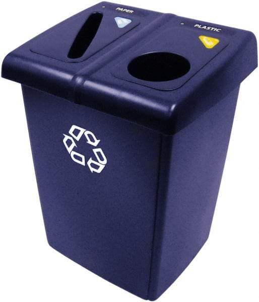 Rubbermaid - 46 Gal Blue Square Recycling Container - Plastic, 35" High x 26.8" Long x 23.6" Wide - Makers Industrial Supply