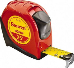 Starrett - 25' x 1" Yellow Blade Tape Measure - 1/16" Graduation, S1 Graduation Style, Red Case - Makers Industrial Supply