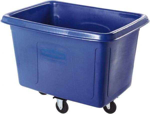 Rubbermaid - 400 Lb Load Capacity, 12 Cu Ft, 9.6 Bushels, Polyethylene Cube Truck - 28" Wide x 42-3/4" Long x 33" High, Dark Blue - Makers Industrial Supply