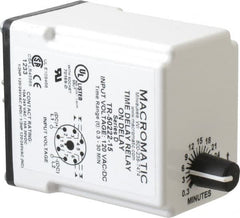 Macromatic - 8 Pin, 0.3 to 30 min Delay, Multiple Range DPDT Time Delay Relay - 10 Contact Amp, 120 VAC/VDC, Knob - Makers Industrial Supply