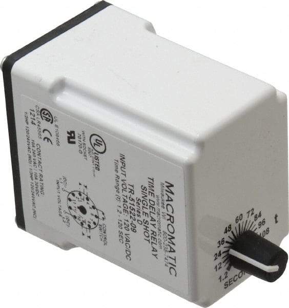 Macromatic - 11 Pin, Multiple Range DPDT Time Delay Relay - 10 Contact Amp, 120 VAC/VDC, Knob - Makers Industrial Supply